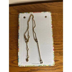 Clear Bezel Crystal’s Lariat Y Drop Pendant Necklace Gold Tone Elegant